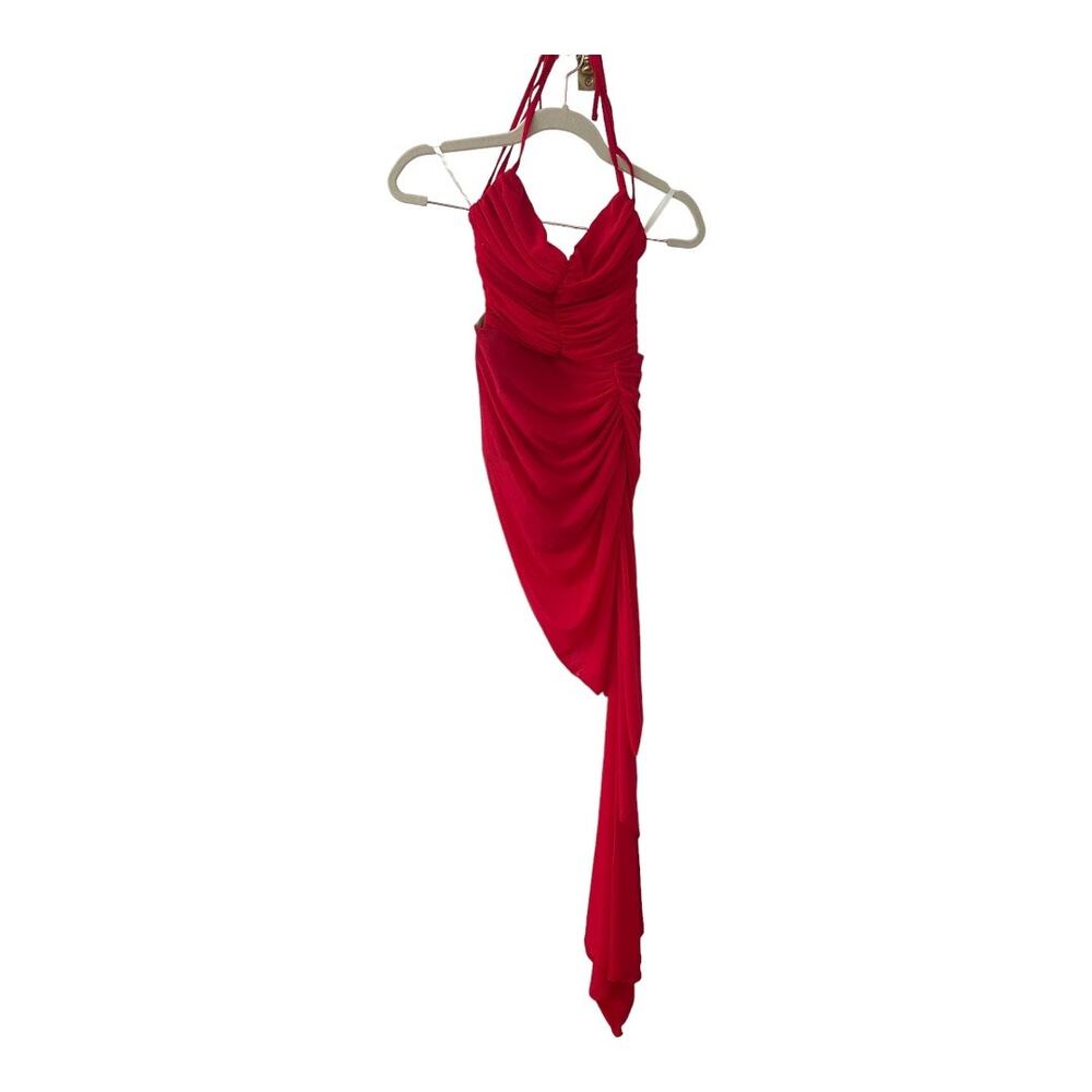 Michael Costello Midi Dress Ruched Halter Party Evening Cocktail Holidays S